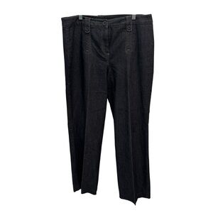Larry Levine Black Jeans Stretch Size 10 Wide Leg Trousers